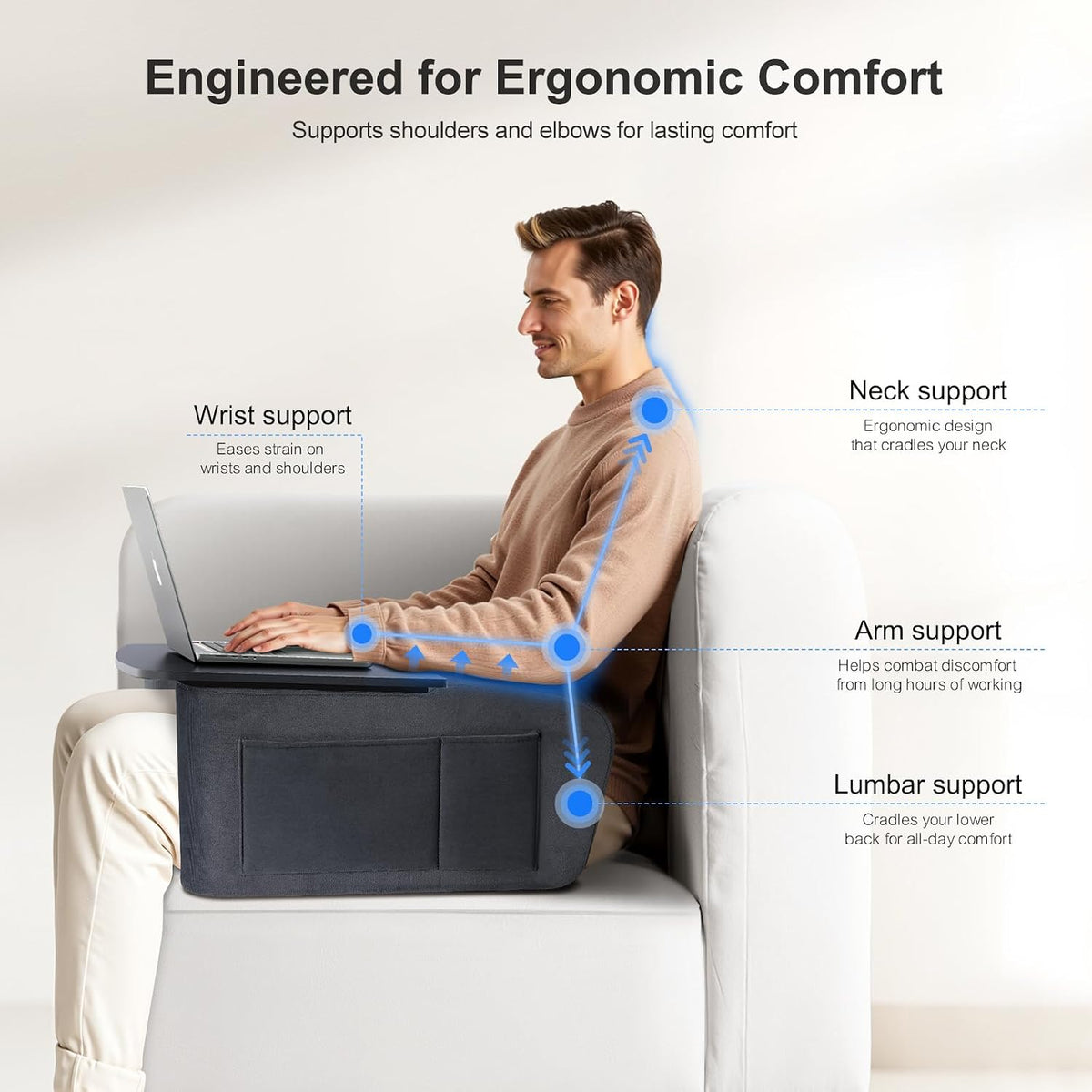 OPTIXCELL Lap Desk with Arm Rest, Ergonomic 17" Laptop Desk for Bed &...