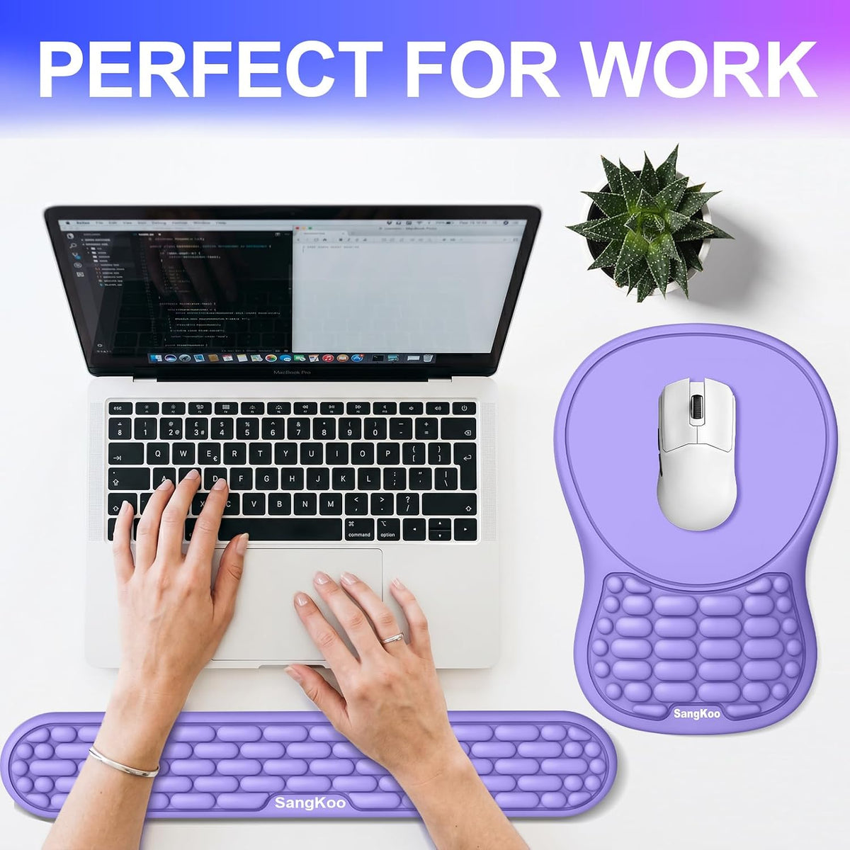 Ergonomic Keyboard Wrist Rest Mouse Pad Wrist Support Set, Purple