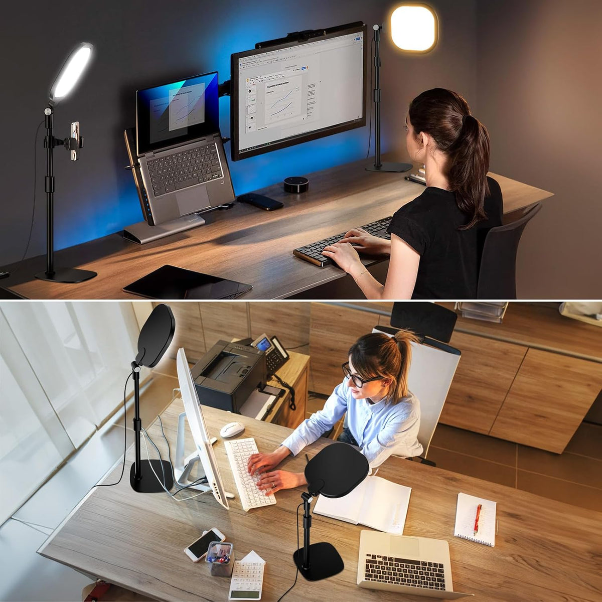 Zoom Lighting for Computer, Adjustable Desk Ring Light for Video Calls