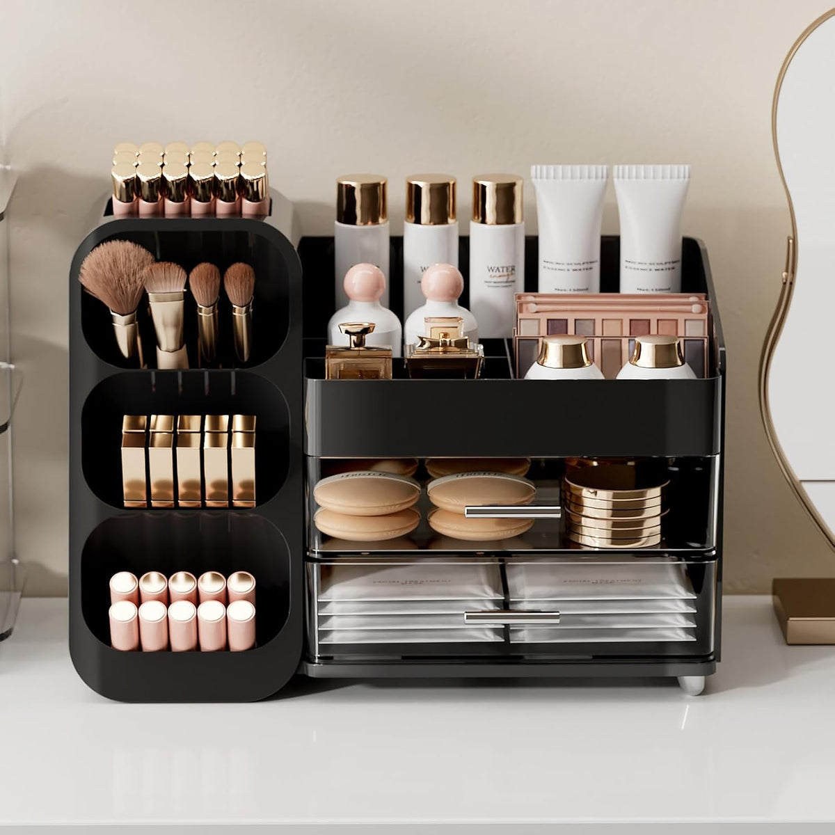 UFORU Makeup Organizer Countertop with Brush Holder for Vanity Bathroom
