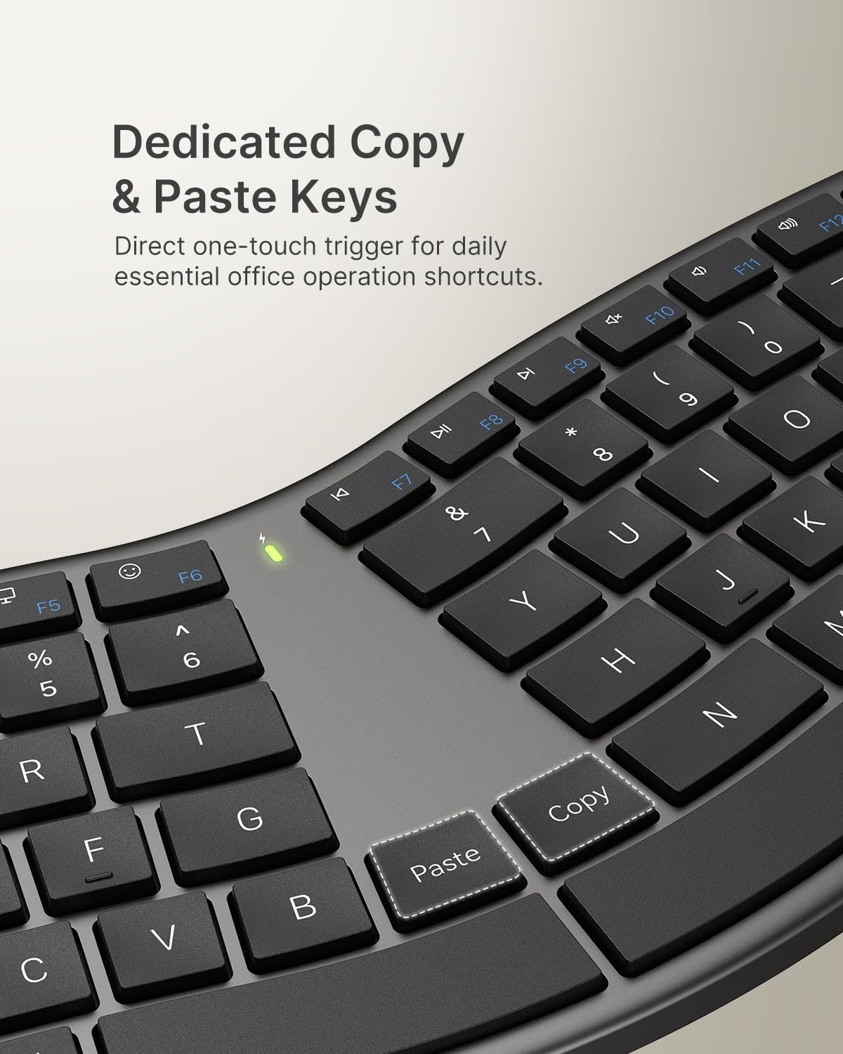 MEETION Slim Ergonomic Keyboard and Mouse with Separate Wrist Rest, Black