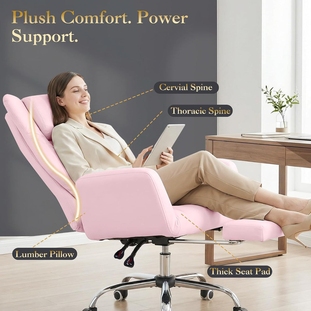 Cross Legged Office Chair with Adjustable Armrests & Headrest