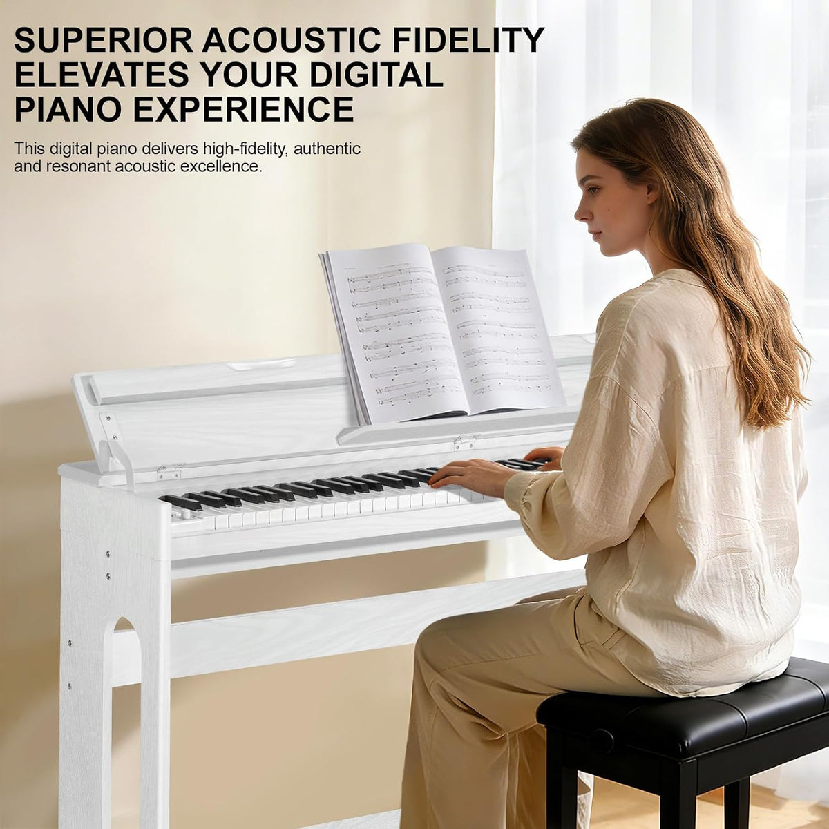 Digital Piano Keyboard 88 key,Semi-Weighted Electric Piano,Wooden Desk Full S...