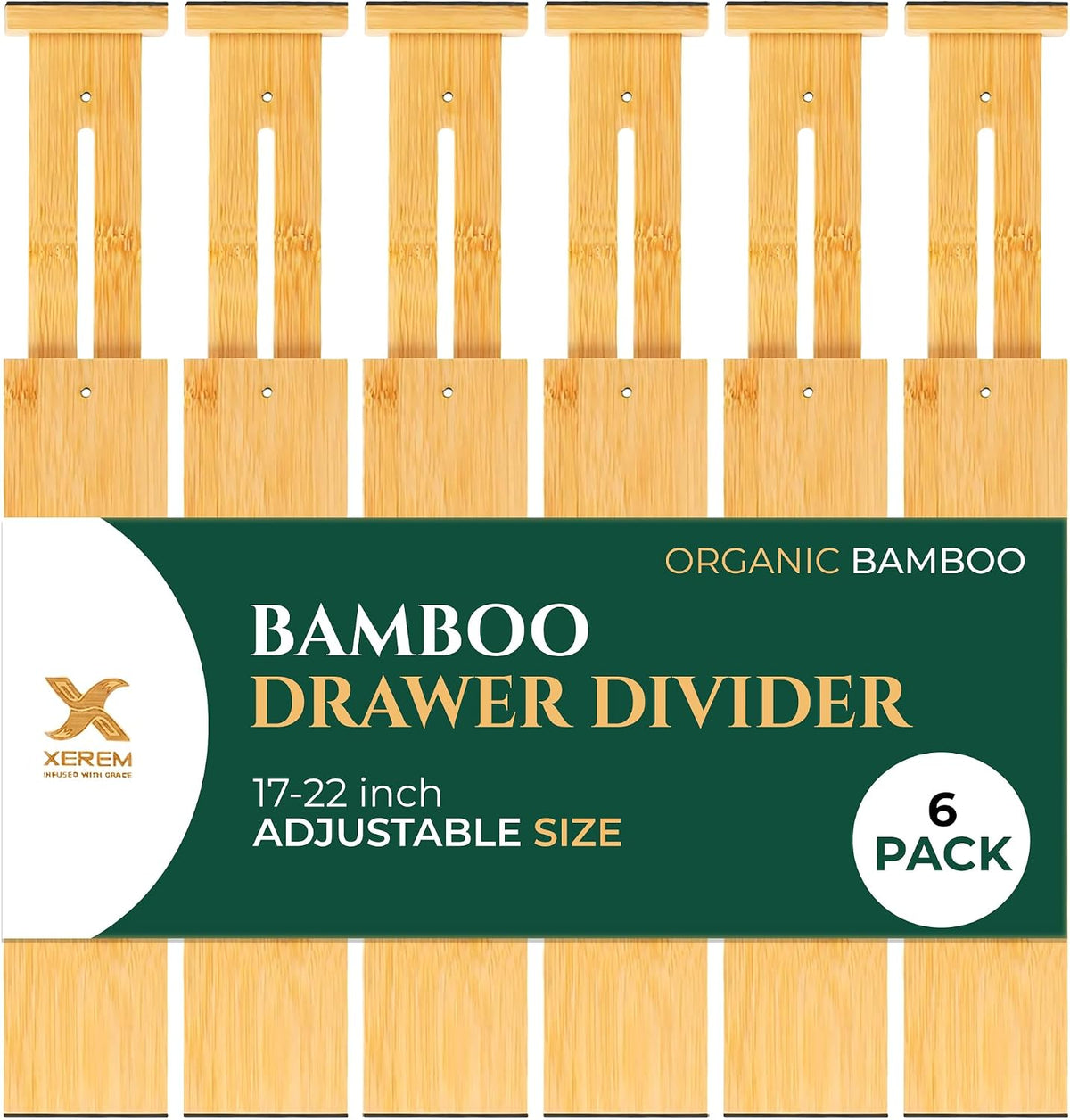 6 Pack Deep Drawer Dividers - 17-22 Inch Deep Expandable Drawer Organizer Set...