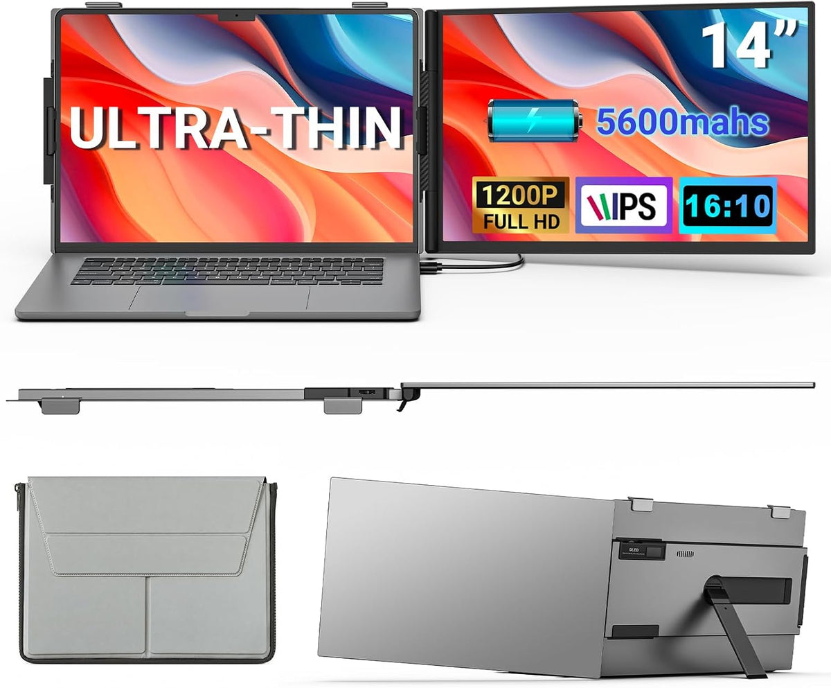 14'' Laptop Screen Extender, 16:10 1200P OLED Portable Monitor with B...