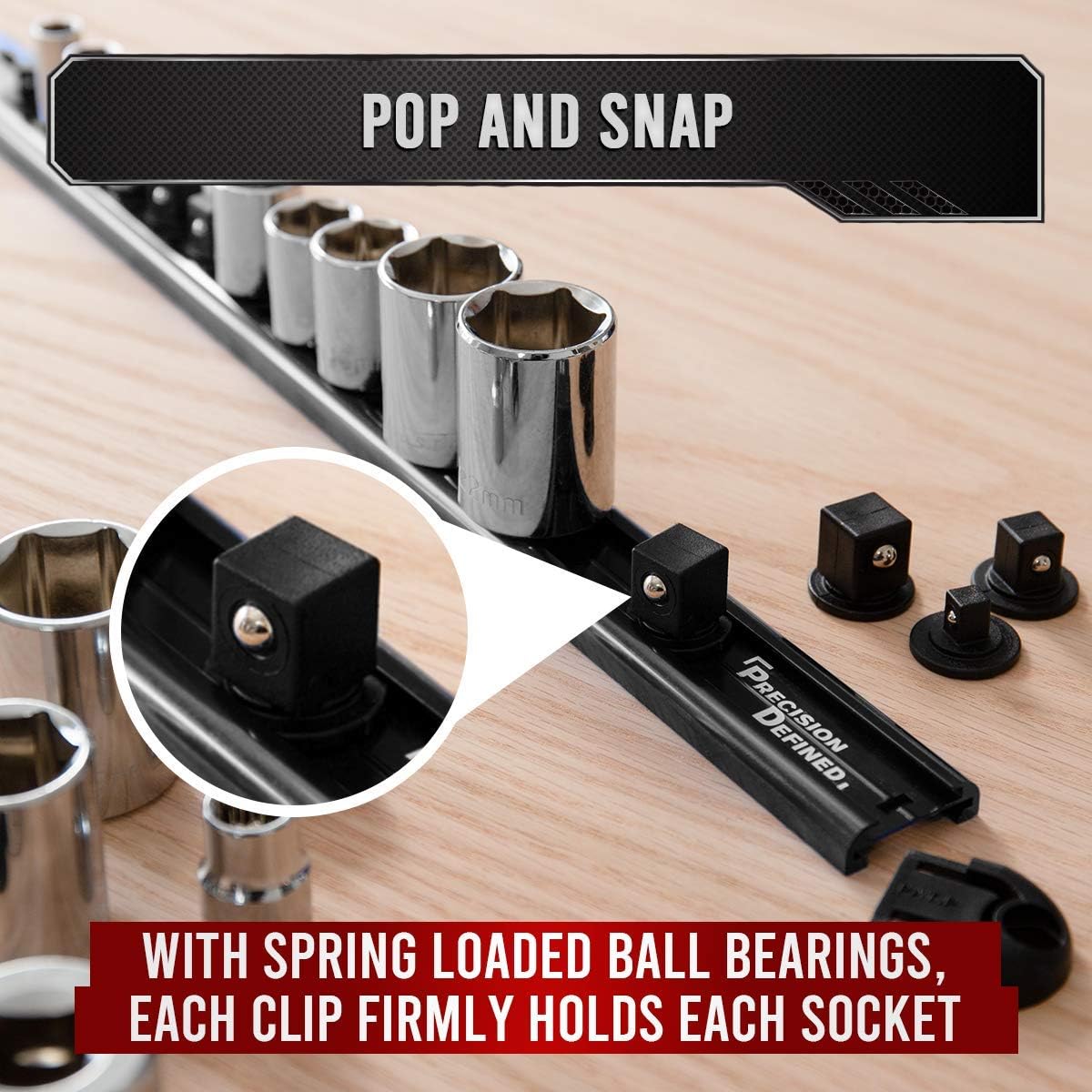 Precision Defined Aluminum Tool Socket Holder 3-Piece Set | Black, 1/4-Inch x...