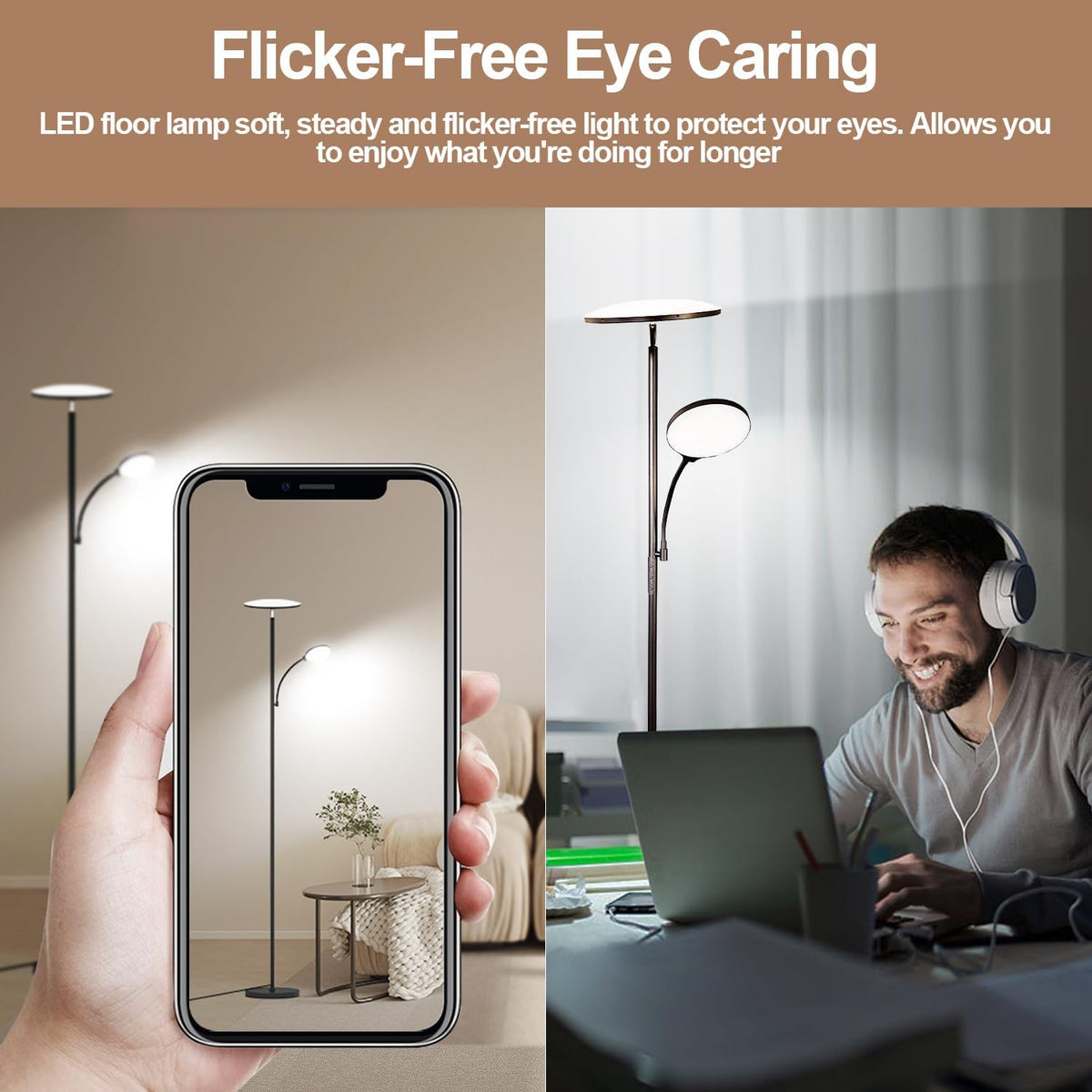 marctronic Floor Lamps for Living Room, 44W/4500LM Super Bright 2 in 1 LED Fl...
