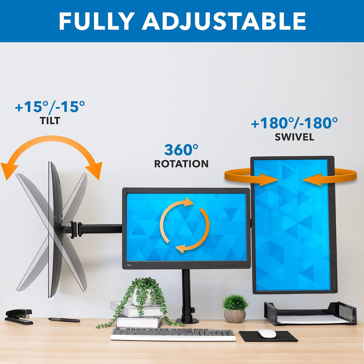 Mount-It! Triple Monitor Mount 3 Screen Desk Stand for LCD Computer Monitors ...