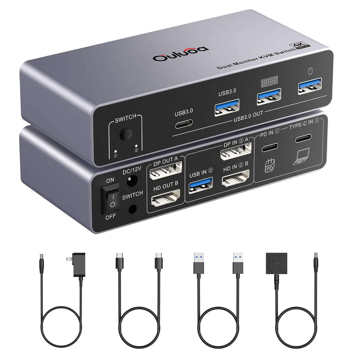 8K@60Hz USB C KVM Switch 2 Monitors 2 Computers,Dual Monitor KVM Switch for D...