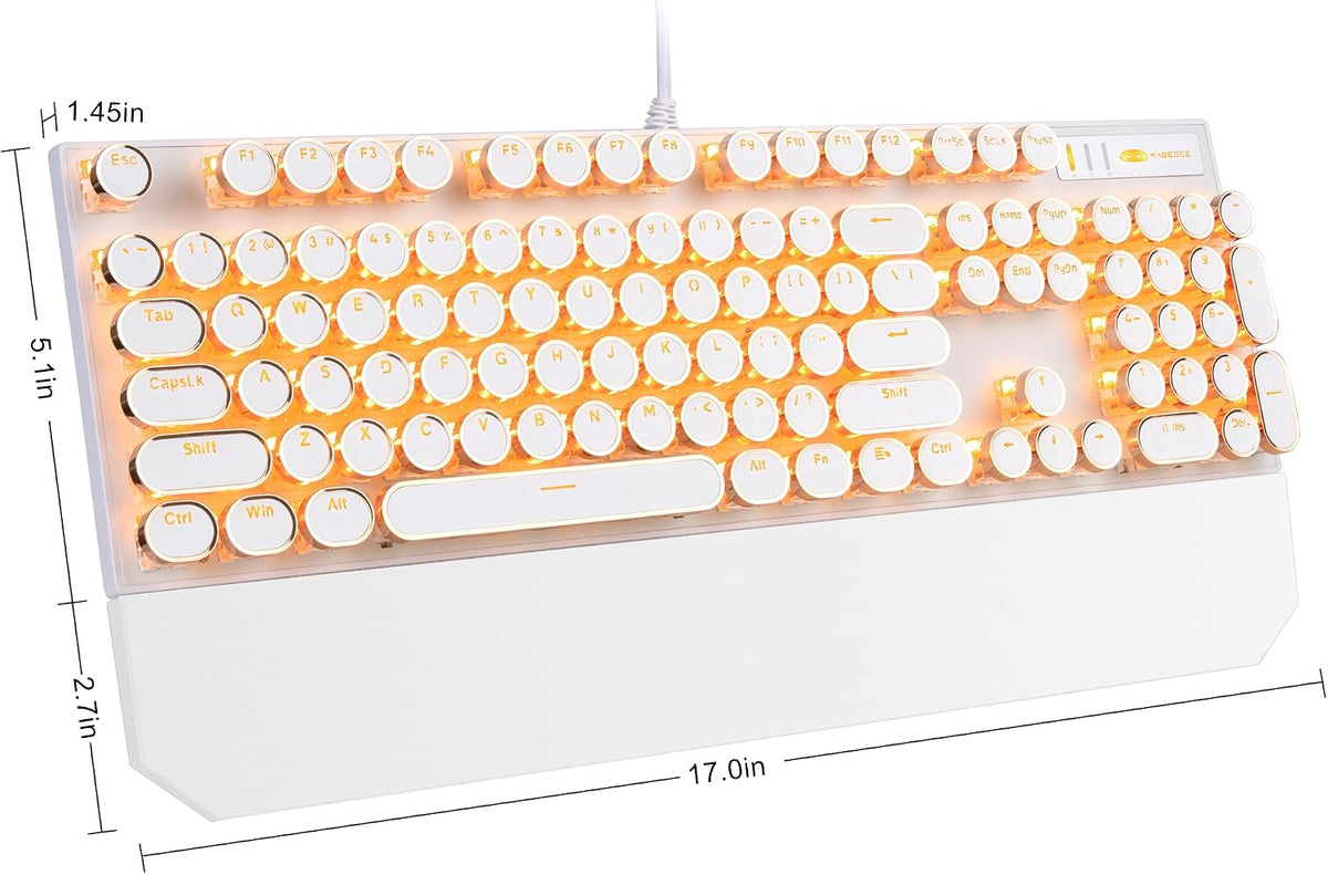Camiysn Typewriter Style Mechanical Keyboard, Retro Punk Gaming Keyboard with...