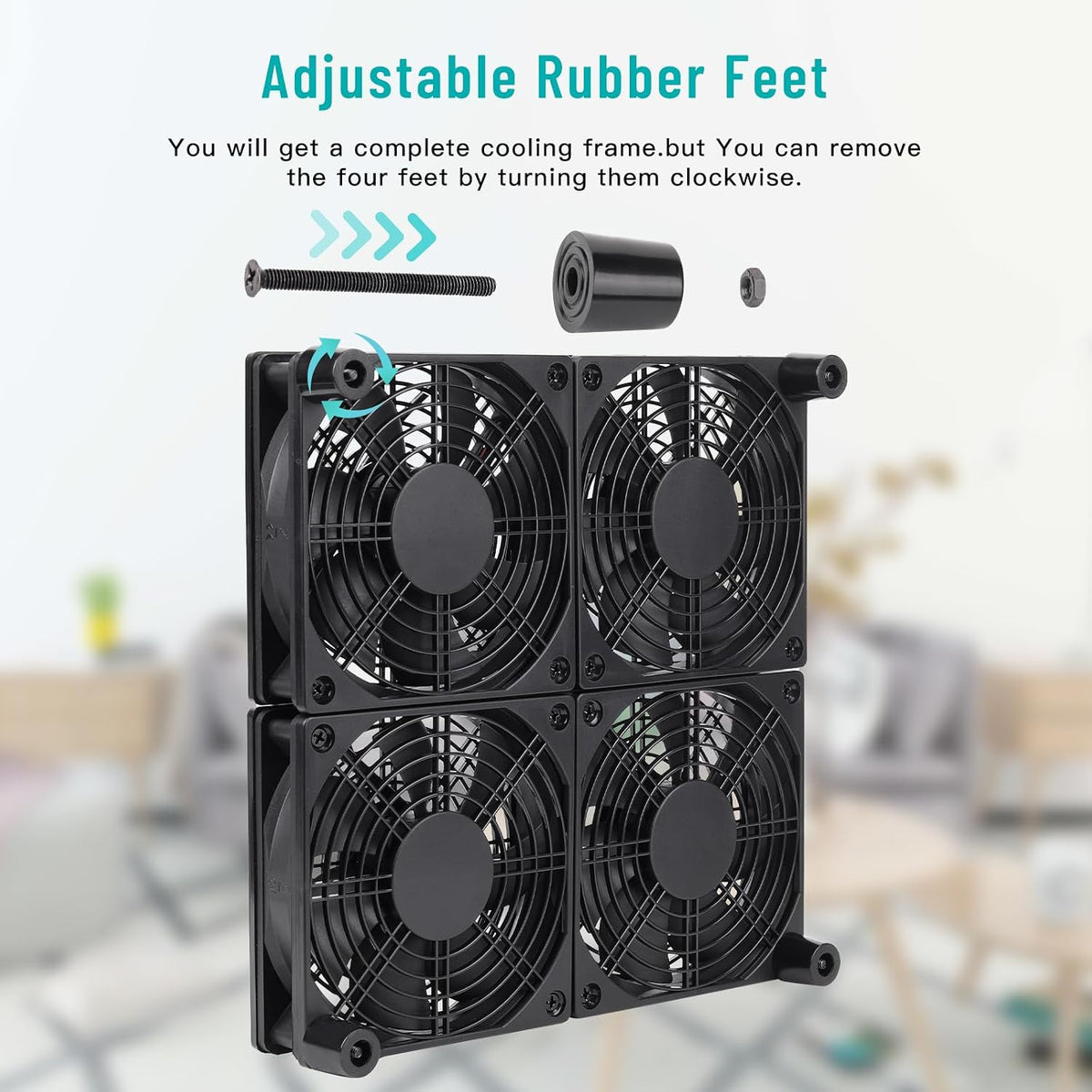 Router Laptop Cooling pad 4X 120mm Computer Fan with AC Plug Variable Speed F...