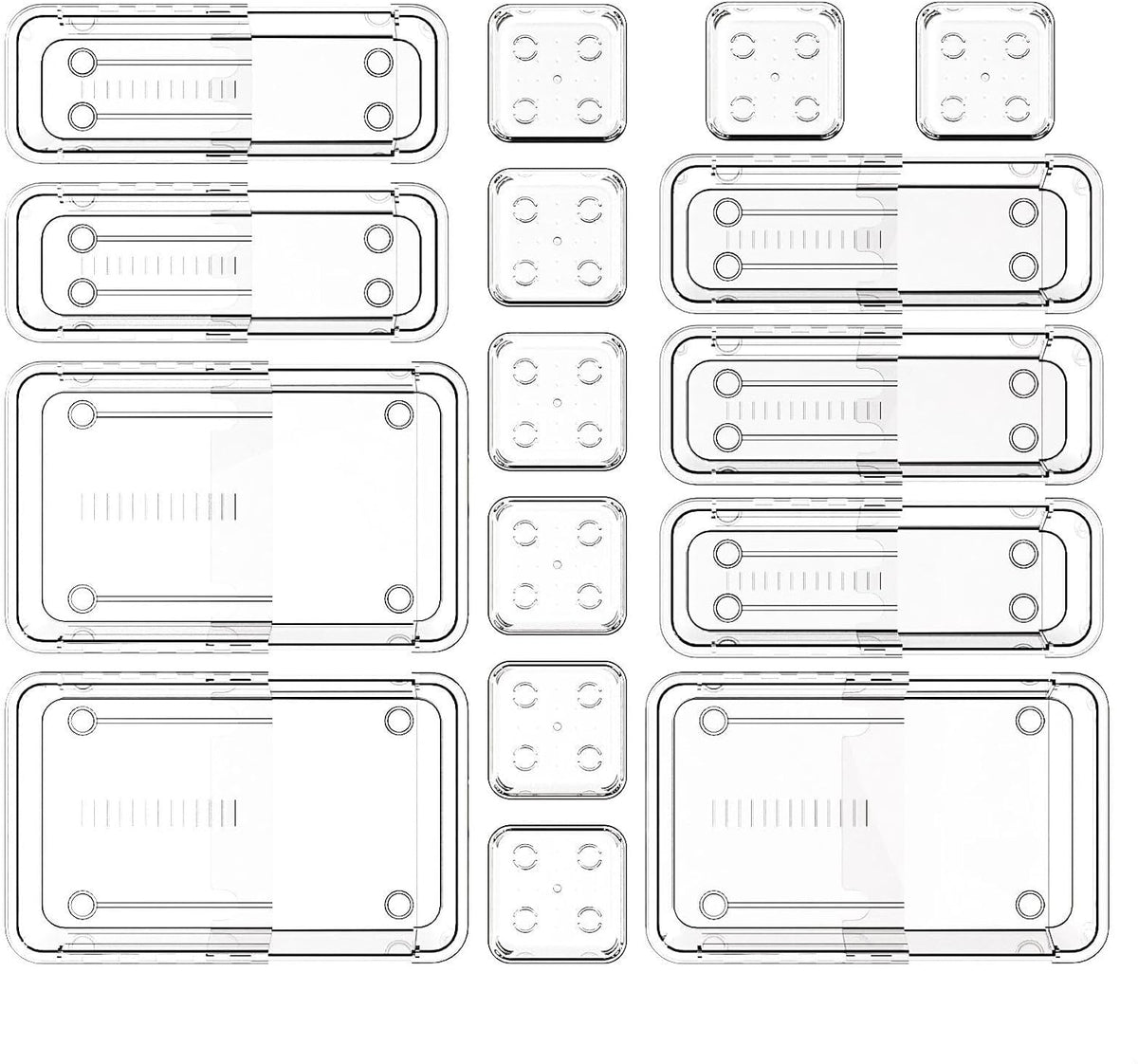 16 PCS Clear Drawer Organizer, Adjustable Drawer Storage Box, 3-Size Expandab...