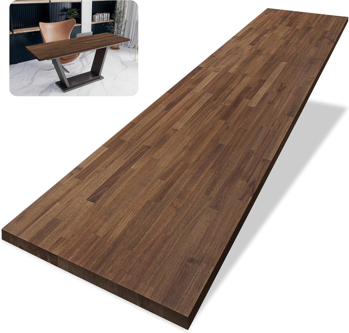 Howizz 55 x 28 in. Solid Wood Table Top, Dark Walnut Stained Acacia Desktop f...