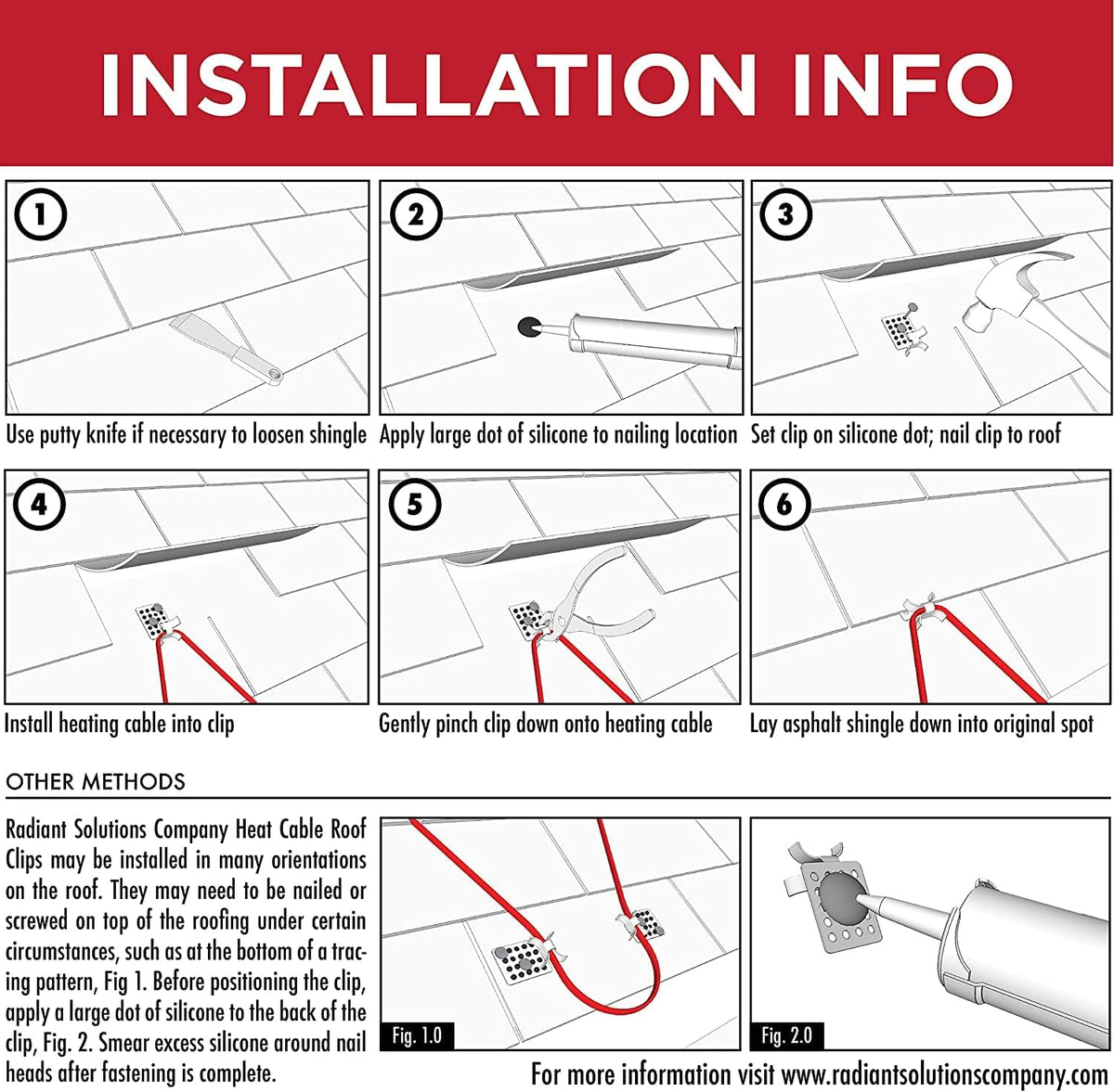 Radiant Solutions Heat Cable Clips for Roofs (50 Pack)