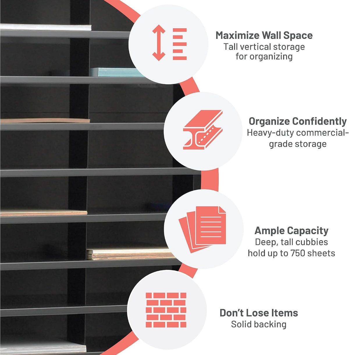 Safco E-Z Stor Literature Organizer, 72 Compartments, Office and Classroom Co...