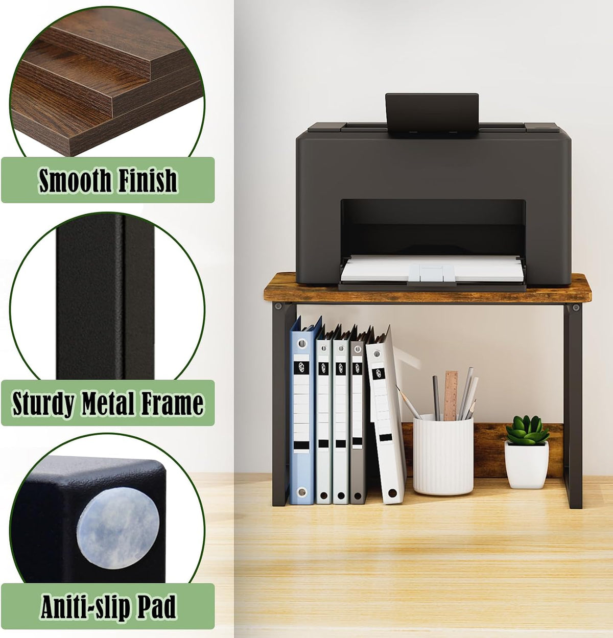 MARTY Printer Stand for Desk, Desktop Shelf Printer Riser for Home Office