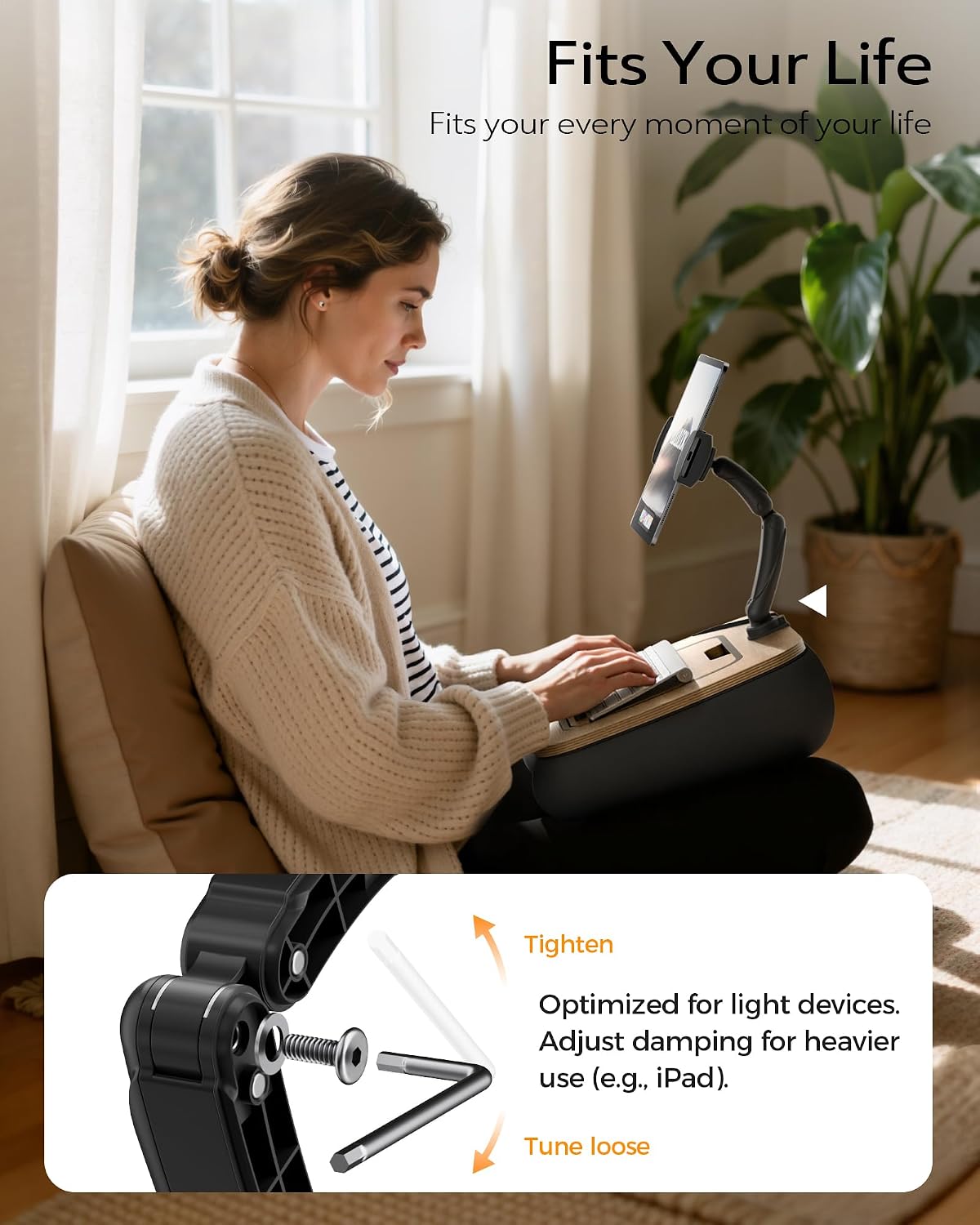LULULOOK 2-in-1 Lap Desk & Kindle Pillow Stand with Beanbag