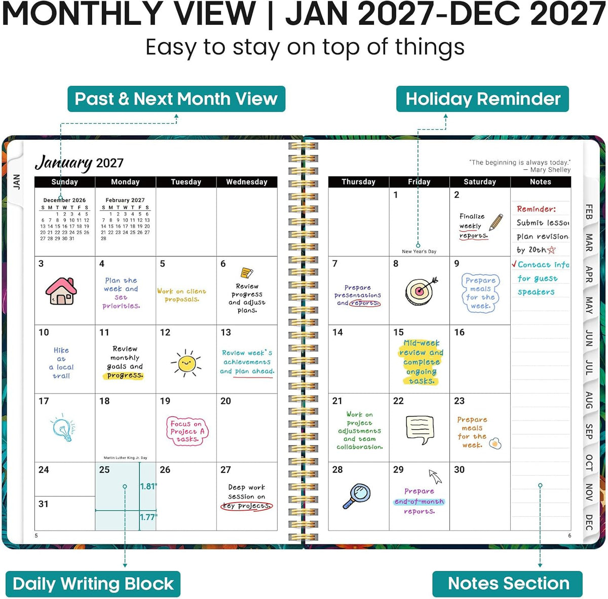 2027 Planner 8.5" x 11", Weekly & Monthly Calendar Book, Jan-De...