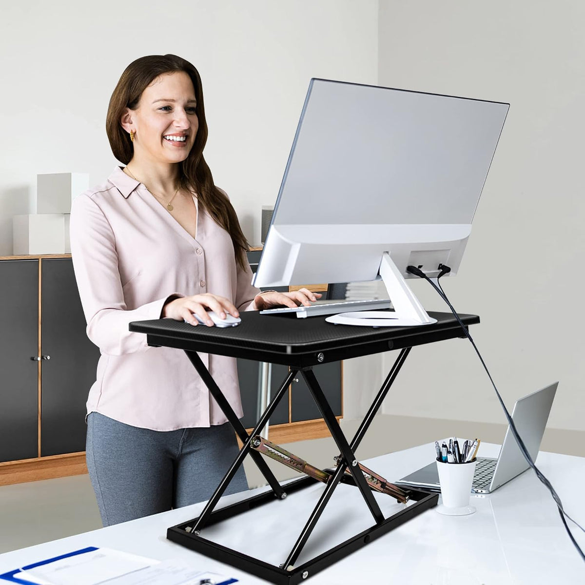 Standing Desk Converter Height Adjustable Stand Up Desk Riser - Supports 300 ...