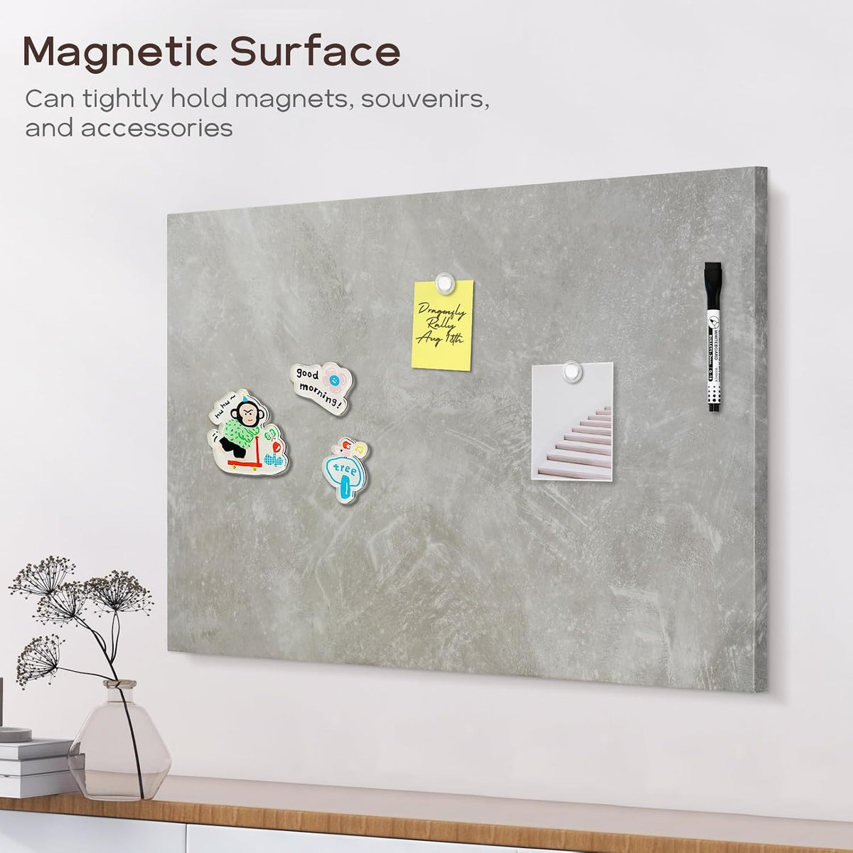 Decorative Magnetic Board for Wall, 24''x18'' Dry Erase Board...