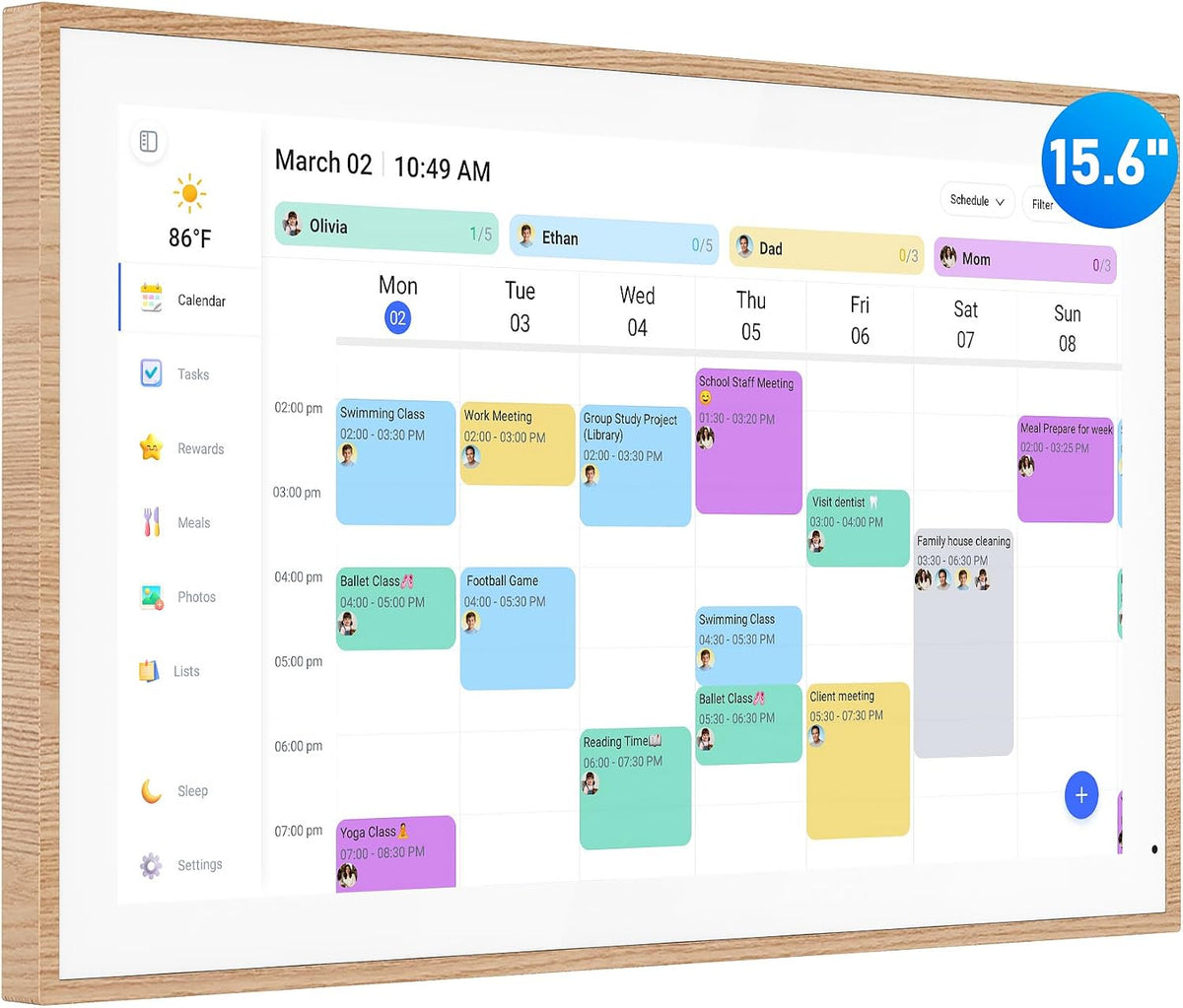 Digital Calendar, 15.6 Inch Wall Planner Electronic Calendar & Chore Char...