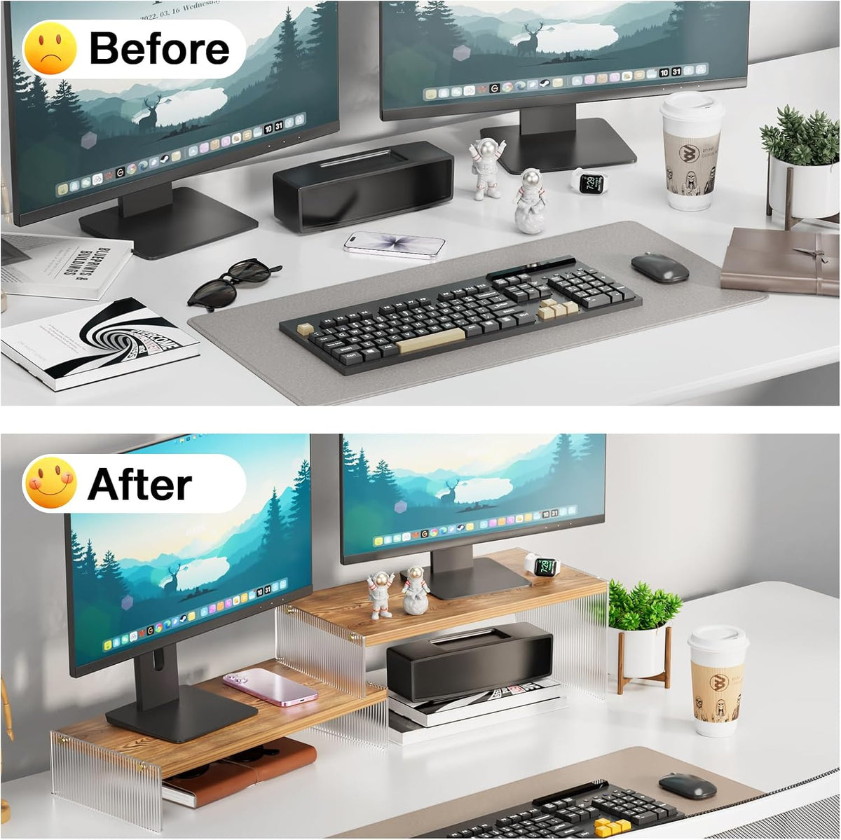 YGYQZ Adjustable Monitor Stand Riser, 7.67"×15.74" Dual Monitor Des...