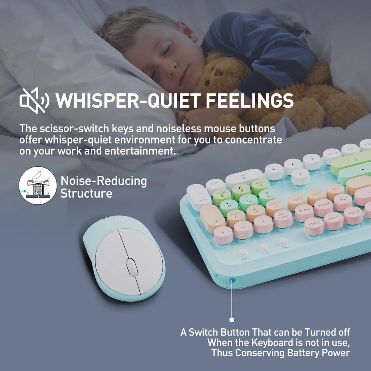 FD 2.4GHz Wireless Keyboard and Mouse Set with Switch Button - Full-Size Keyb...