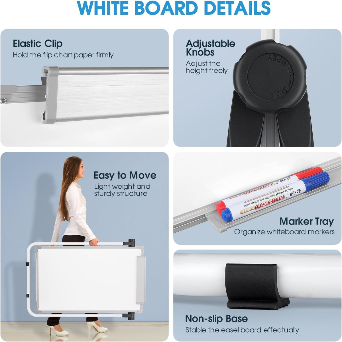 MaxGear Whiteboard with Stand 36" x 24" Easel Whiteboard Monthly Ca...