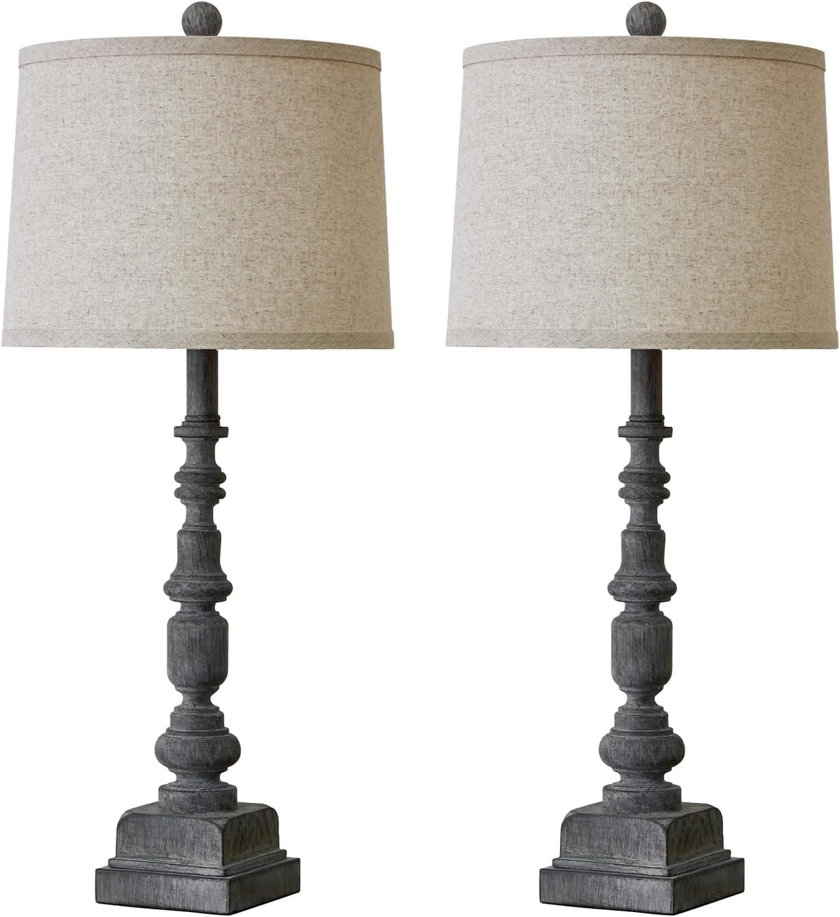 Oneach 27.75" Farmhouse Table Lamps Set of 2 for Living Room, USB A+C Port