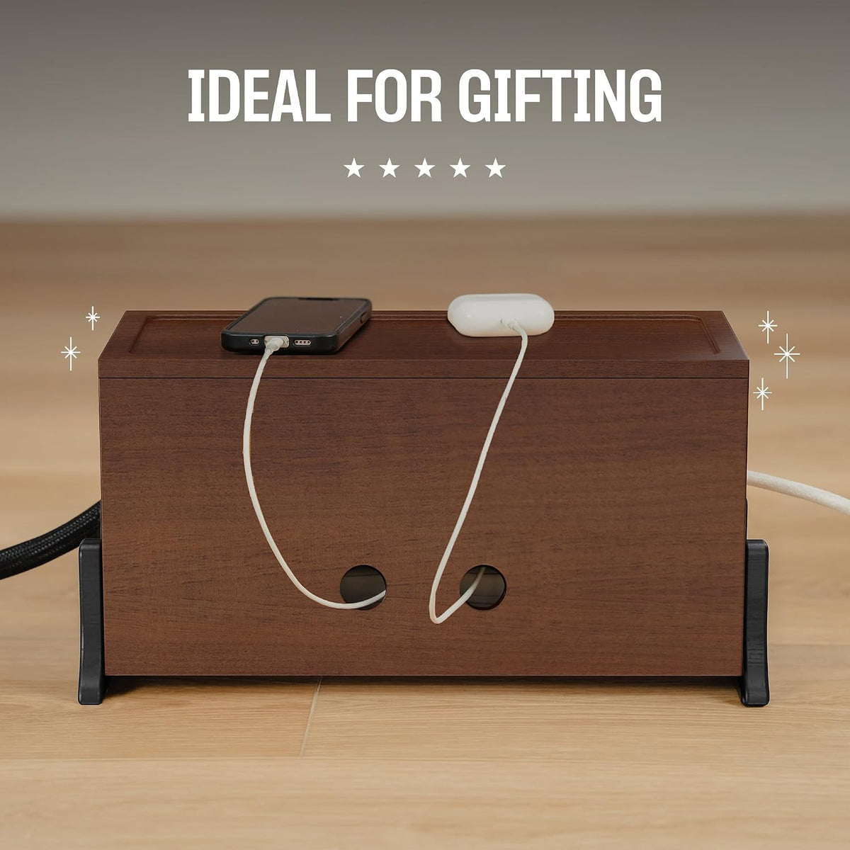 COREMINDED Extra Large Cable Management Box, Wood Cord Hider Box & Organi...