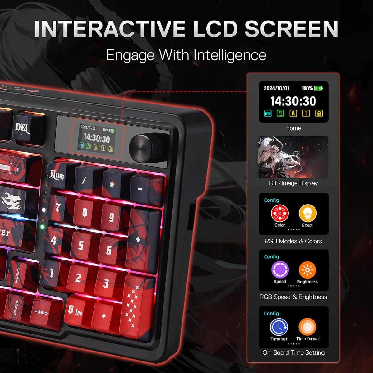 Redragon K719 PRO Wireless RGB Gasket Gaming Keyboard, Dye-Sub Anime Keycap