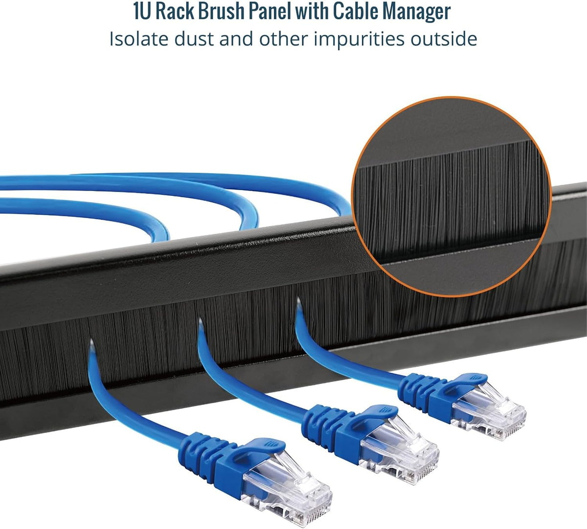 Tecmojo 1U Rack Mount Cable Management Panel with Brush,Rack Brush Panel for ...