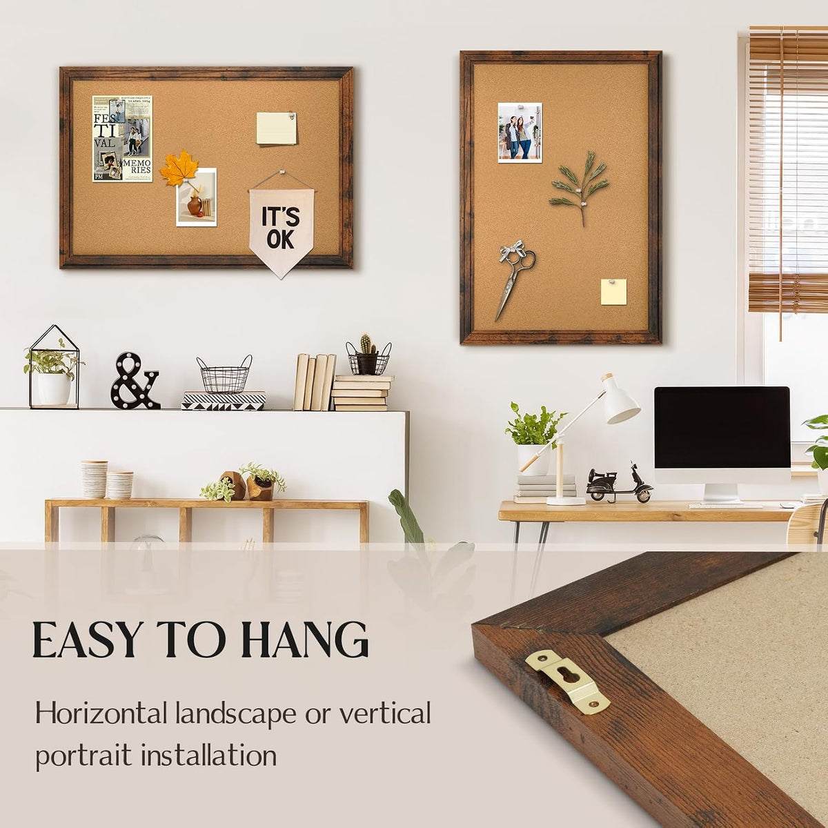 Cork Board Bulletin Board, 24"x18" Corkboard for Wall