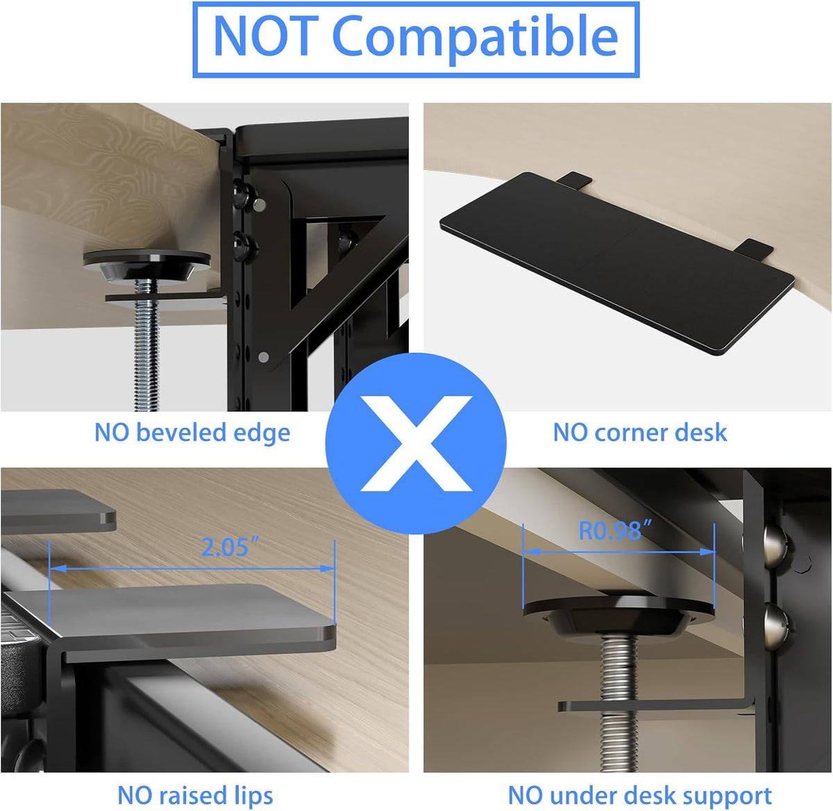 Suptek Clamp-on 9.5 x 23.6 inch Desk Extender, Wrist Support, Foldable Keyboa...