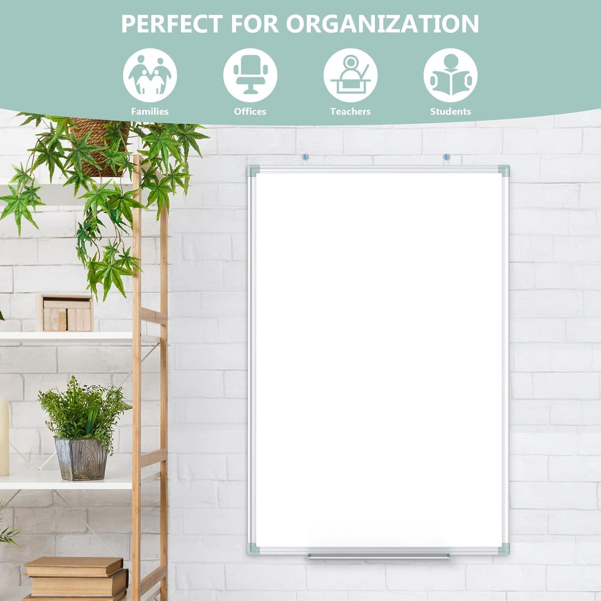 Lockways White Board Dry Erase Board 48 x 31 Inch, Magnetic Whiteboard