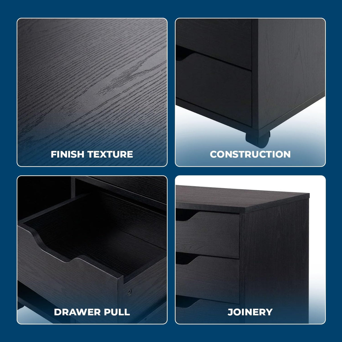 Winsome Halifax 5-Drawer Storage Cabinet, Black (20519)