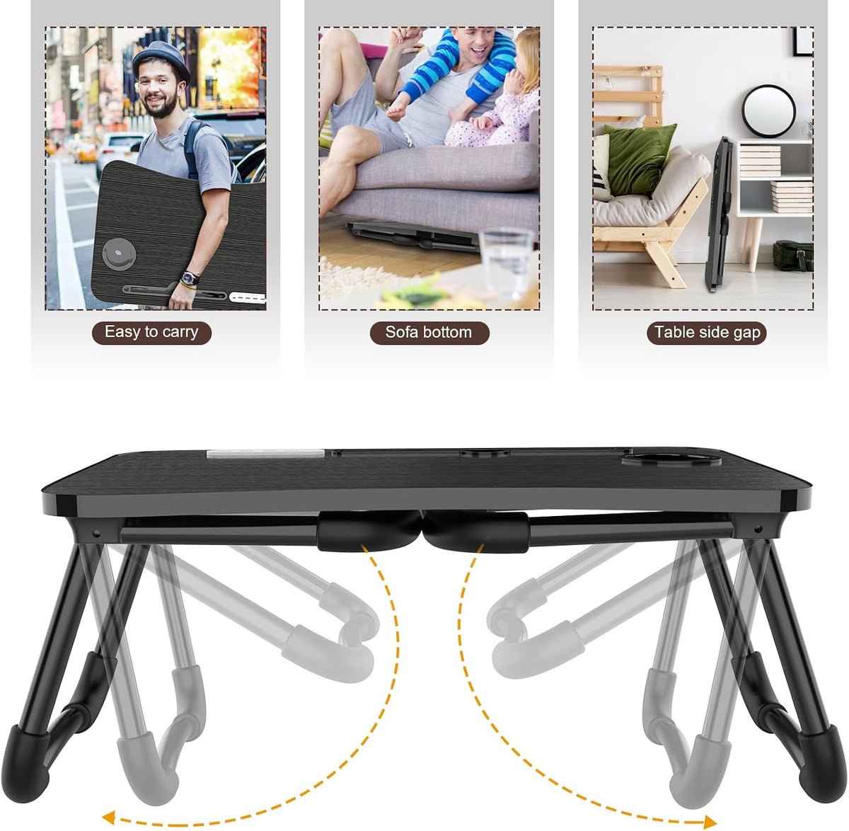 Zapuno Laptop Lap Desk, Foldable Laptop Table Tray with 4 USB Ports Storage D...