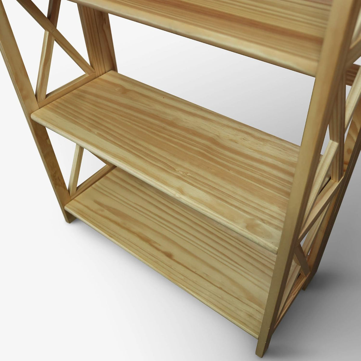 Casual Home Montego 3-Shelf Folding Bookcase, Natural , 27.5" Wide