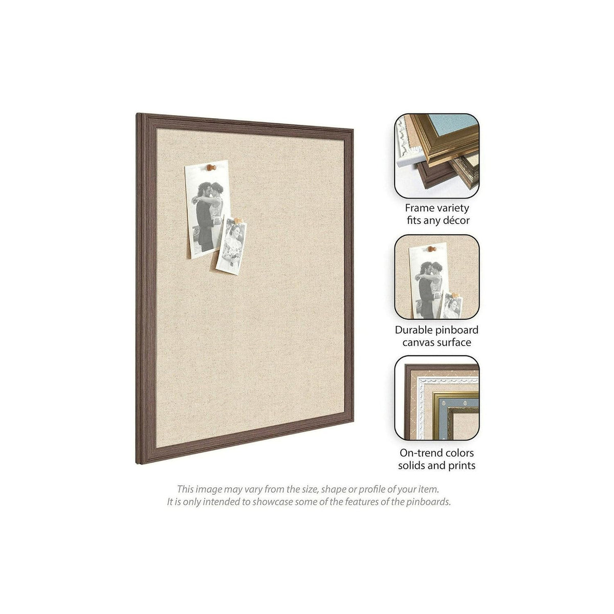 Kate and Laurel Framed Fabric Pinboard 26 x 20, Neutral Weave Printed Linen C...