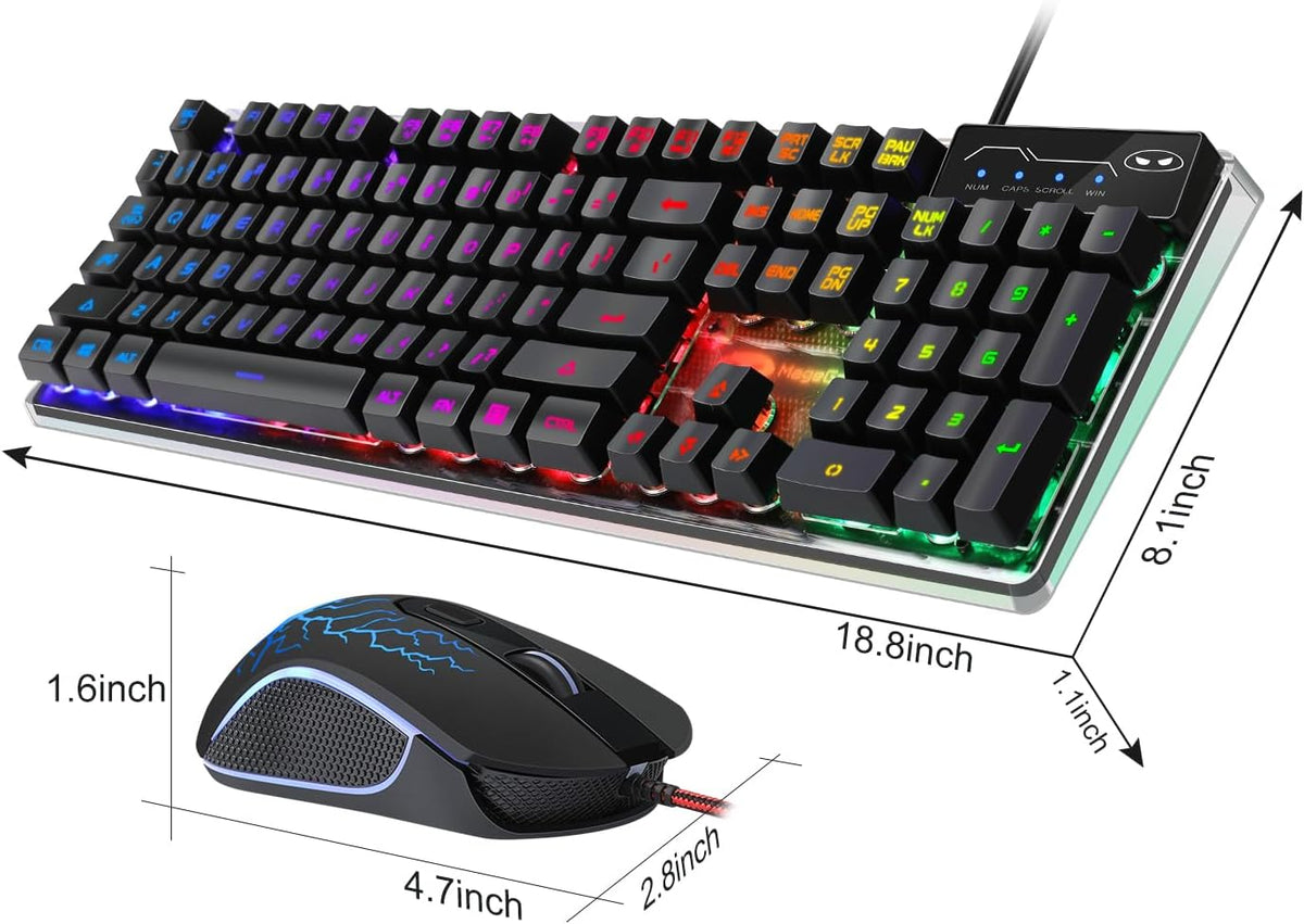 Gaming Keyboard and Mouse Combo, K1 RGB LED Backlit Wired Keyboard with 104 K...