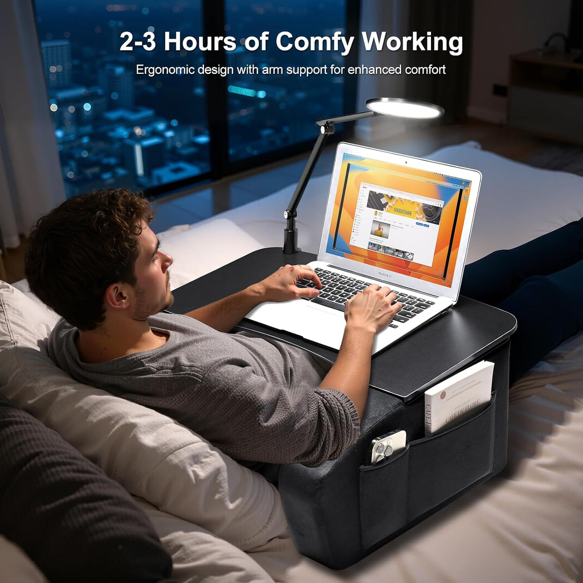 OPTIXCELL Lap Desk with Arm Rest, Ergonomic 17" Laptop Desk for Bed &...