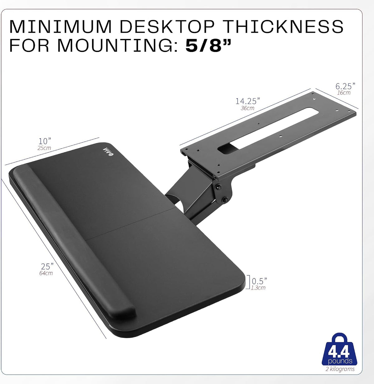 VIVO Black Under Desk 25 x 10 in Keyboard Tray, MOUNT-KB03B