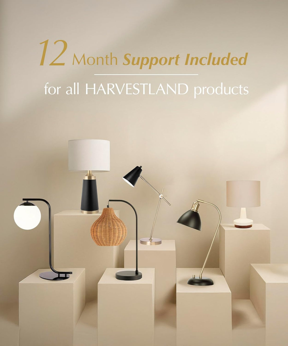HarvestLand Steady Floor Lamp, Reading Lamp for Living Room, Grey Brass