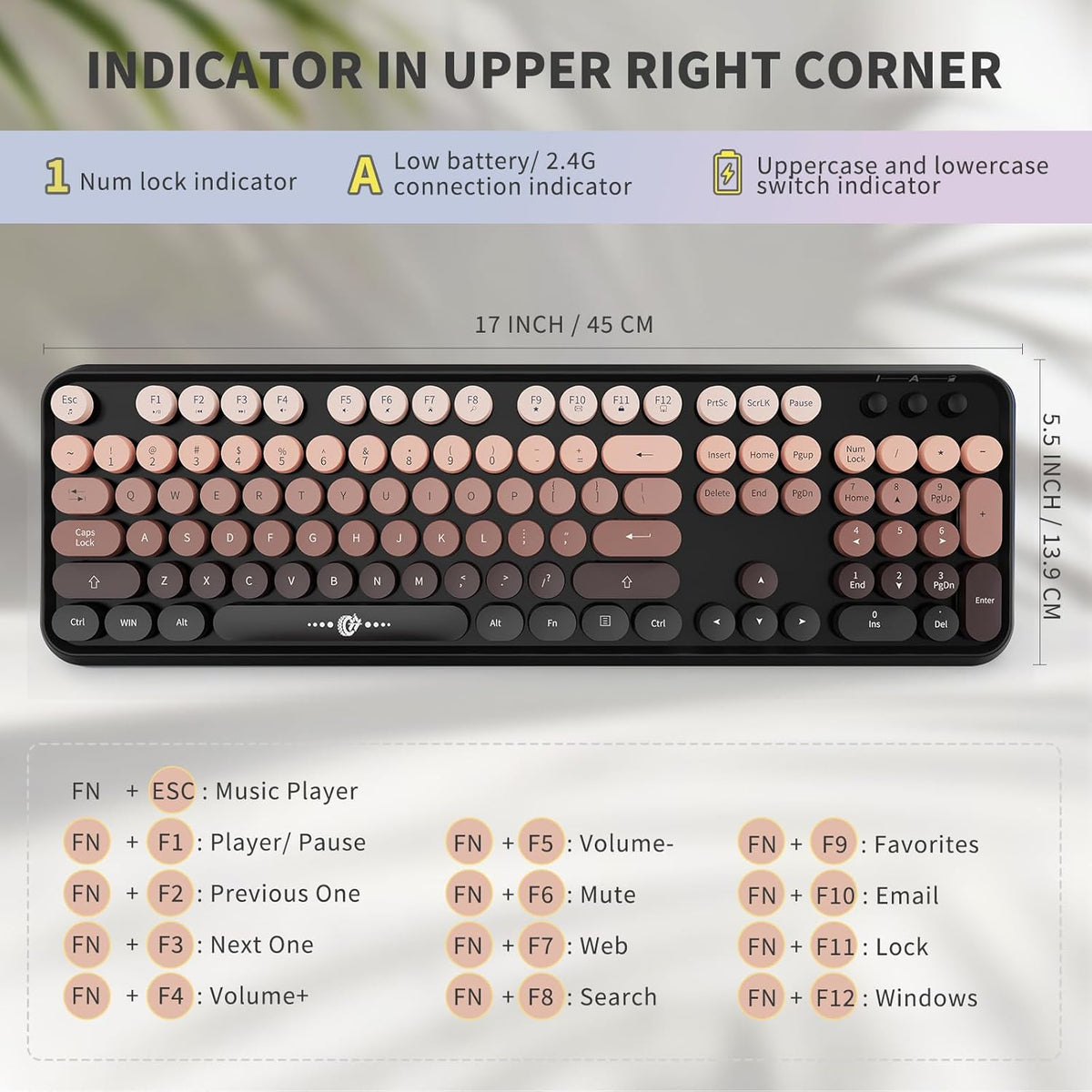FOPETT Wireless Keyboard and Mouse Combo - 2.4G Full-Sized Cute Colorful Mous...
