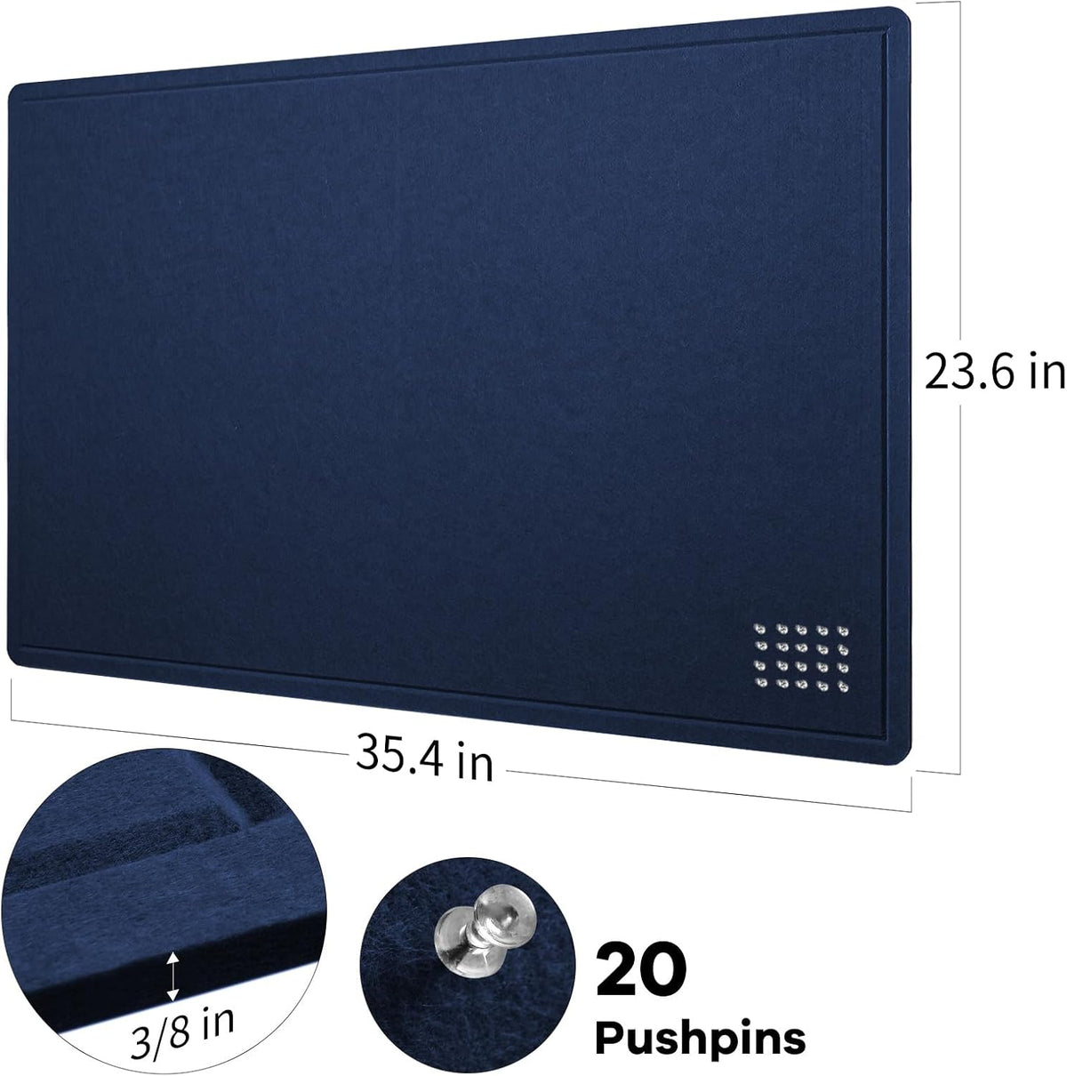 Felt Bulletin Board 36x24 inches, Decorative Pin Board for Home & Office