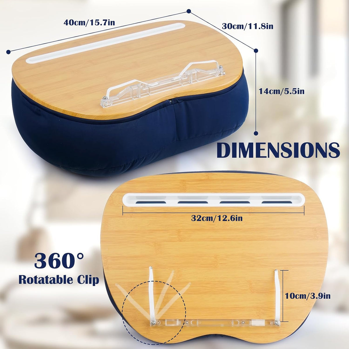 Lap Desk XL Beanbag Book Stand –Book Holder for Reading in Bed Hands Free Rea...