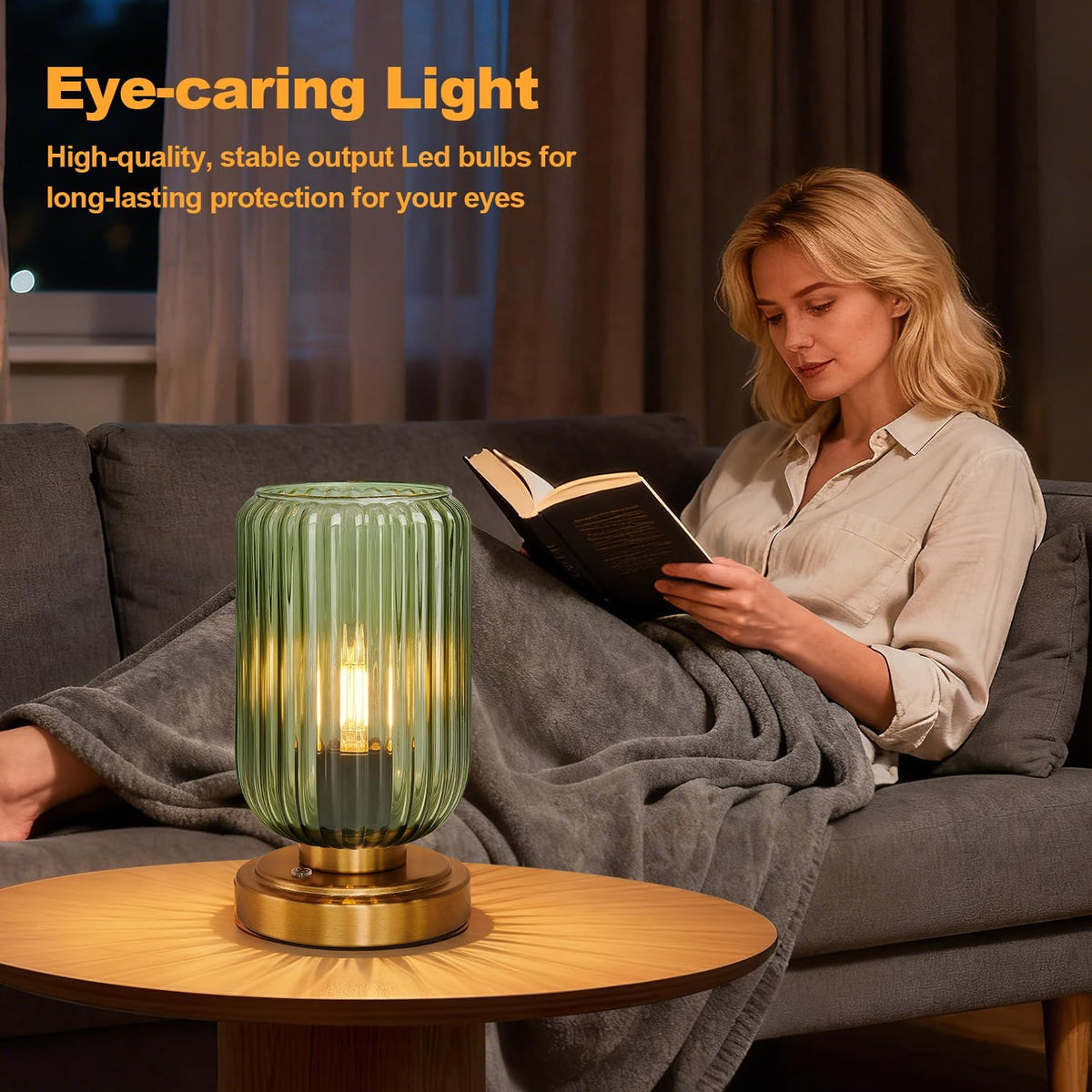 LightRound Cordless Table Lamp for Bedroom, Touch Stepless Dimmable