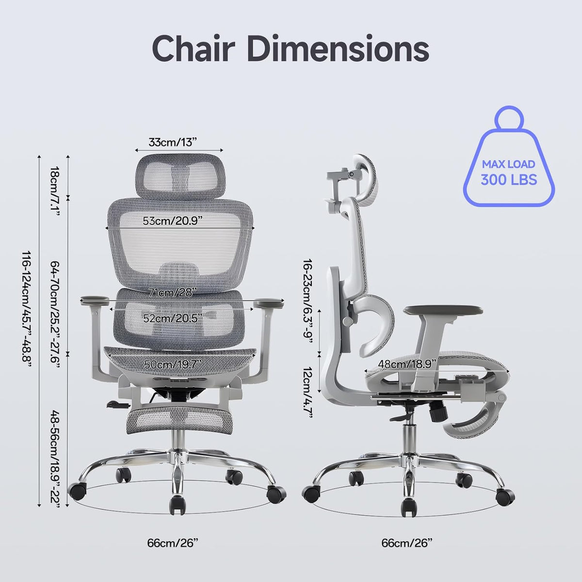 Office Chair with Footrest, Ergonomic Chair with 3D Headrest, Computer Chair ...