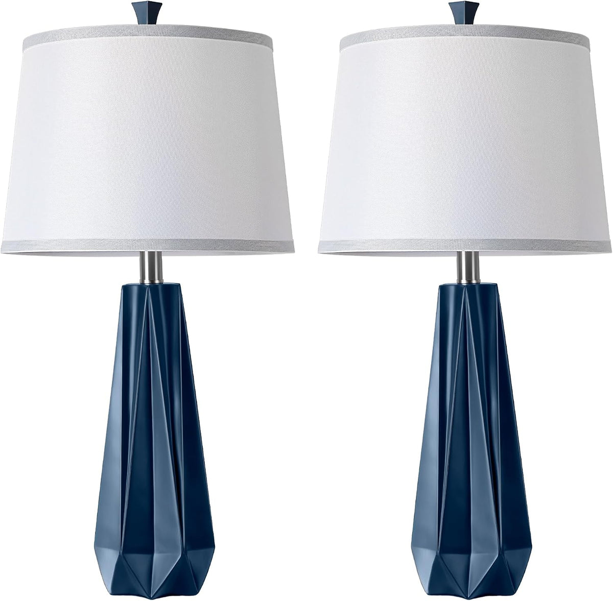 WIHTU 27'' Navy Blue Resin Table Lamps, Desk Lamps with 3 Color Tempe...