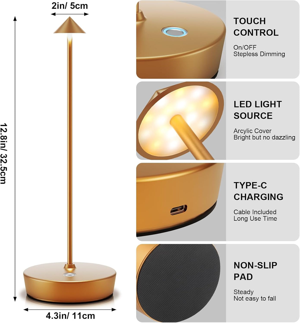 2Pack Rechargeable Cordless Table Lamp, Portable Powered LED Battery 6000mAh ...